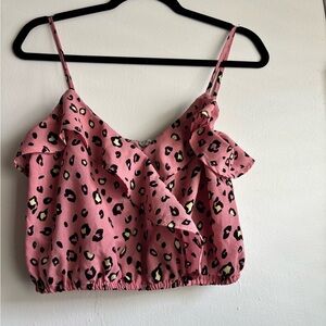 Papaya Pink Ruffled Crop Camisole